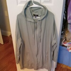 Womens Olive Green Zip Up Hoodie With Pockets Size 2x